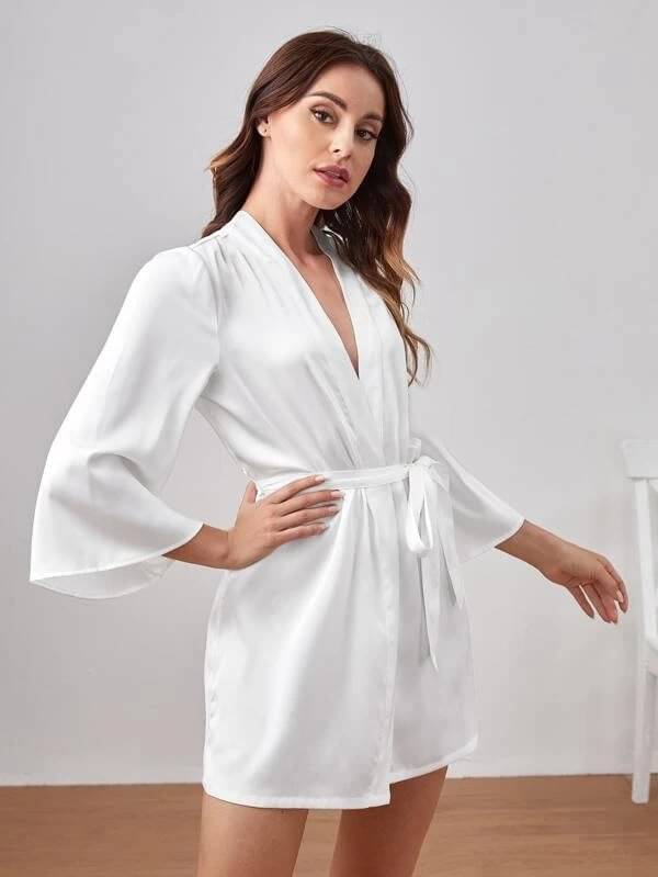 Celosia Satin Robes - White Single Celosia Satin Robes - White Single