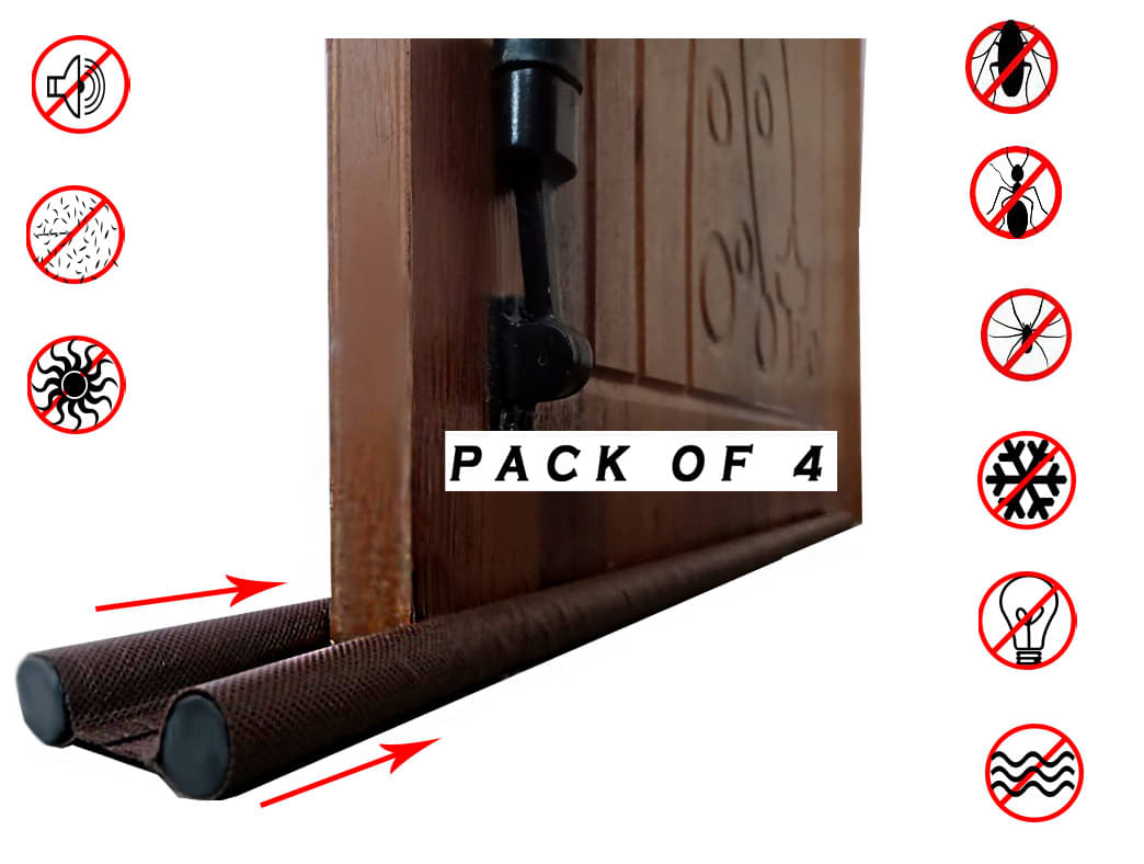     			Door Seal Guard (Pack of 4) Gap Filler for Door Bottom Seal Strip | Door Stoppers | Door Strip Seal | Door Closers | Sound Proof | Reduce Dust | Pest Protector | Water Proof Brown, 36 inch