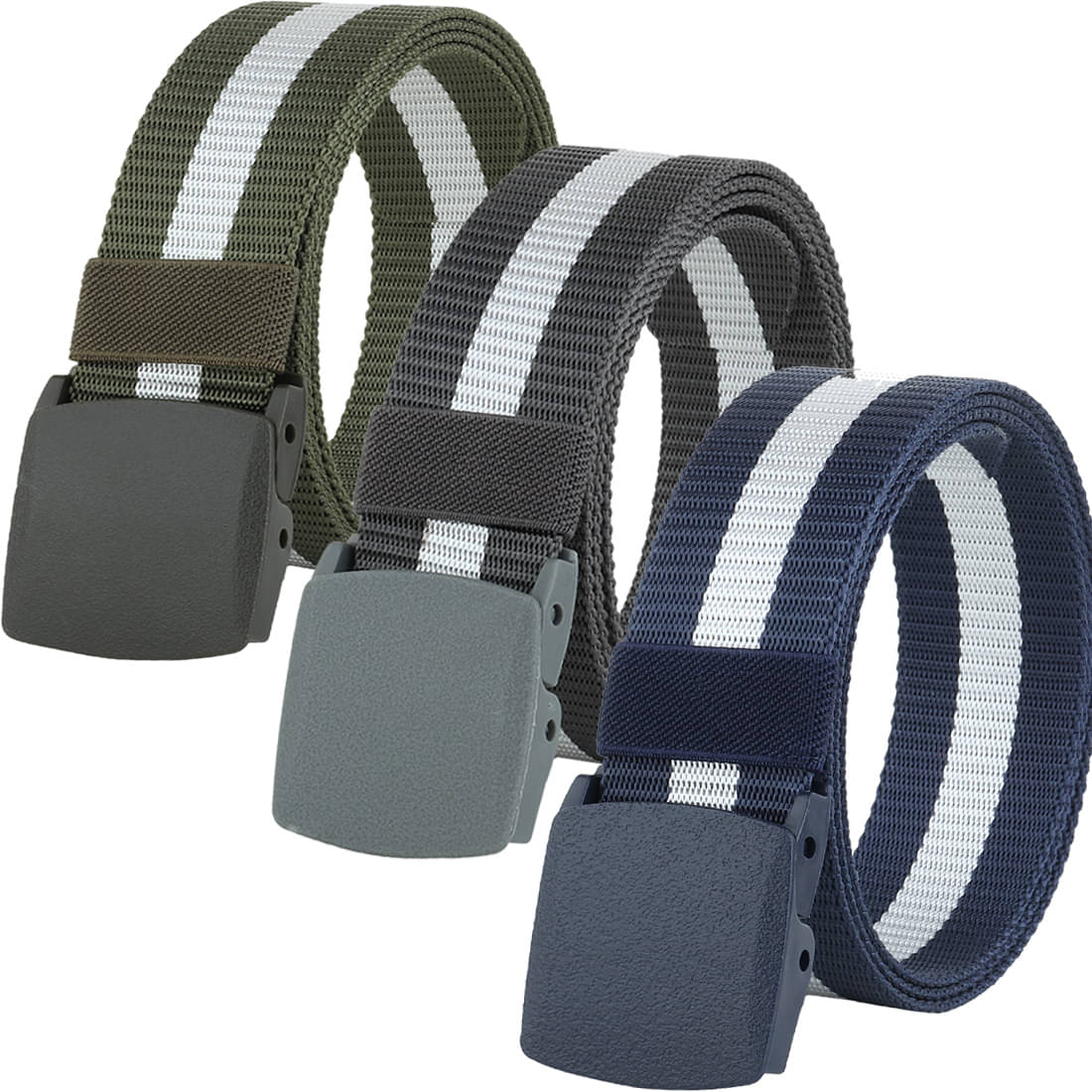     			Loopa Multi Nylon Casual Belt Pack of 3
