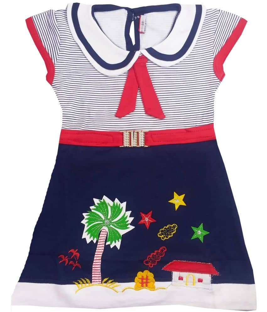 LITTLE PANDA Baby Girls Hoisery Frocks ( Navy )