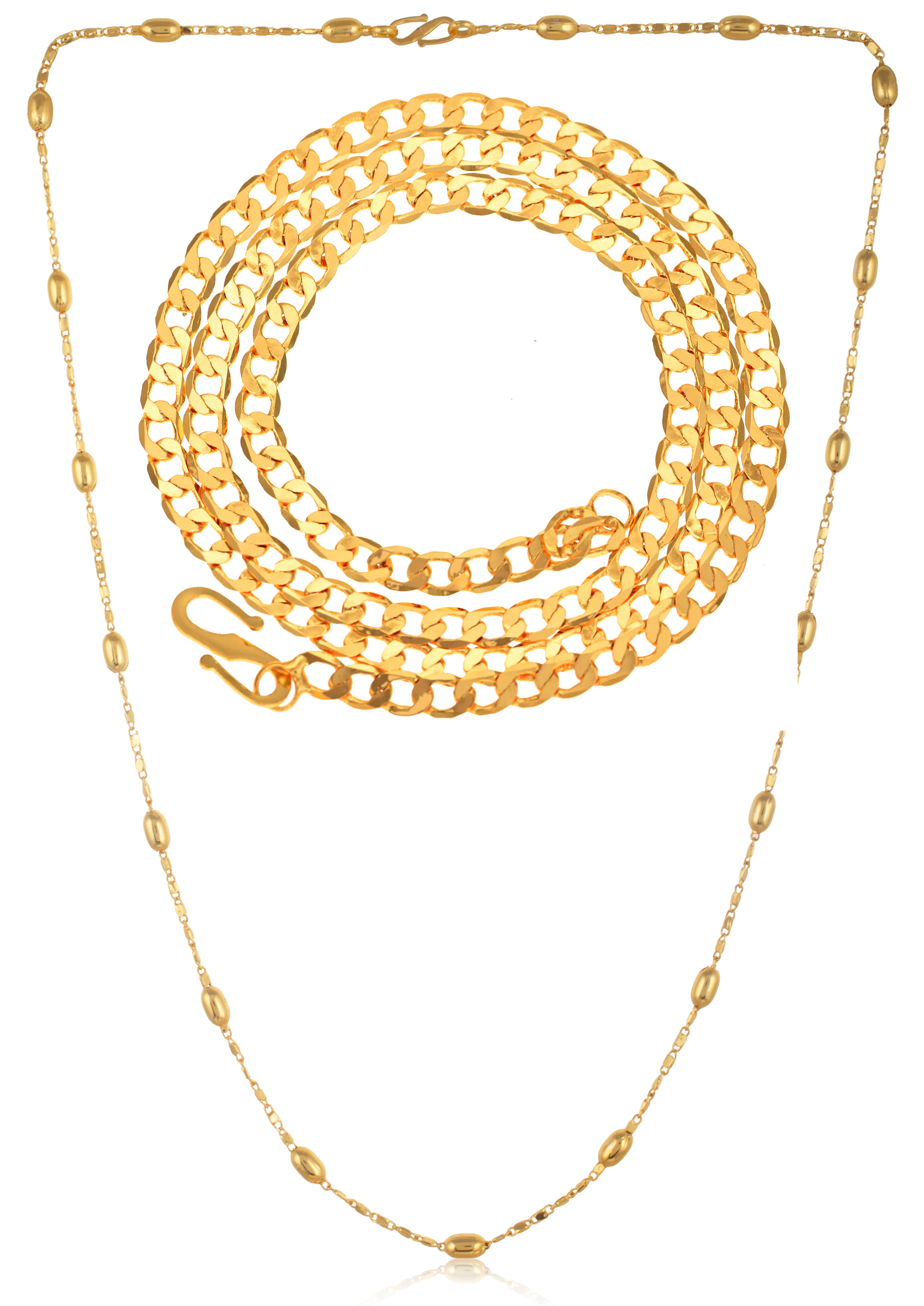 AanyaCentric Combo of 2 Gold Plated 22inches Long Fashion Chain AanyaCentric Combo of 2 Gold Plated 22inches Long Fashion Chain