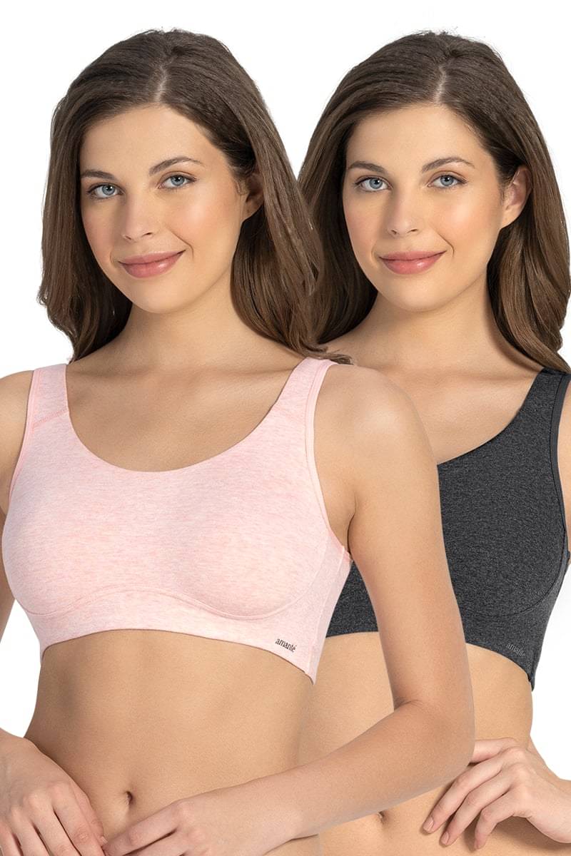     			Amante Cotton Cami bra - Multi Color Pack of 2
