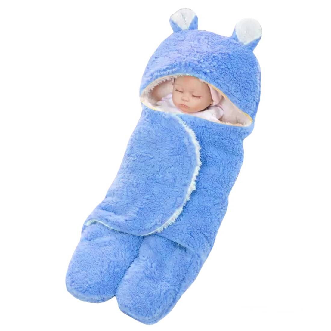     			Brandonn - Blue Flannel Hooded Baby Blanket (Pack of 1)