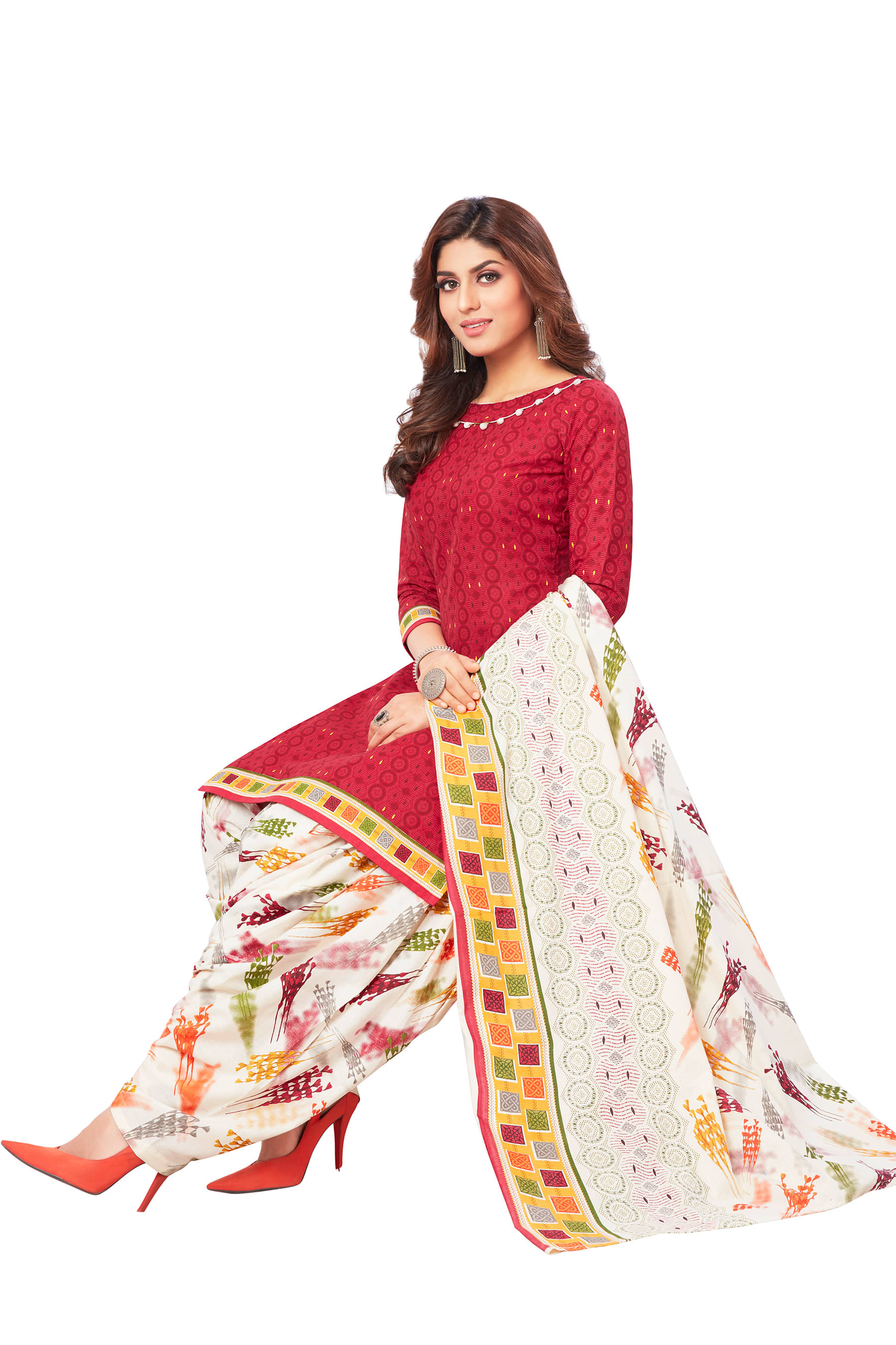 SIMMU Women Cotton Kurti With Patiala Salwar ( Red ) SIMMU Women Cotton Kurti With Patiala Salwar ( Red )