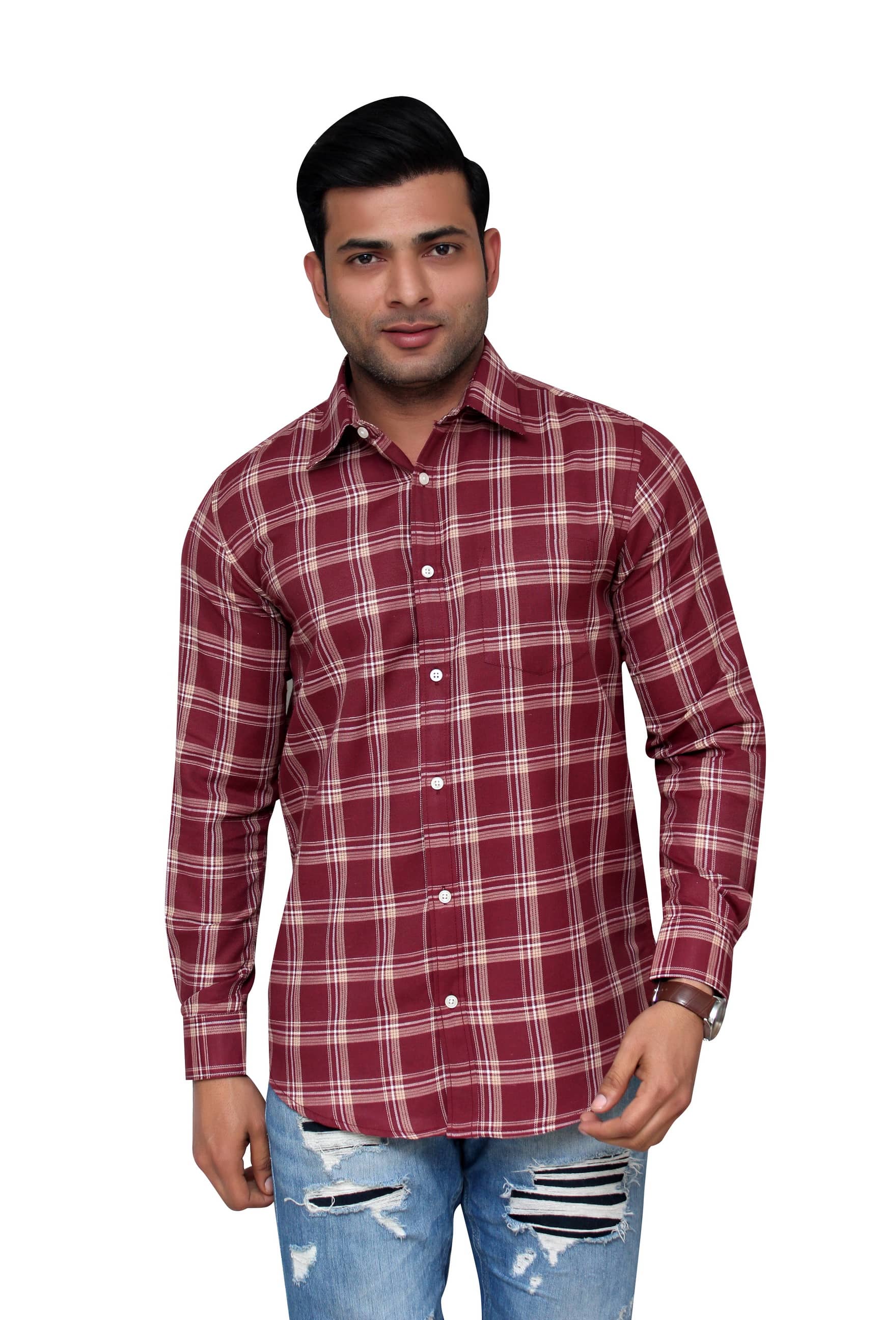 Aish N Ridh Cotton Regular Fit Checks Men's Casual Shirt - Red ( Pack of 1 )