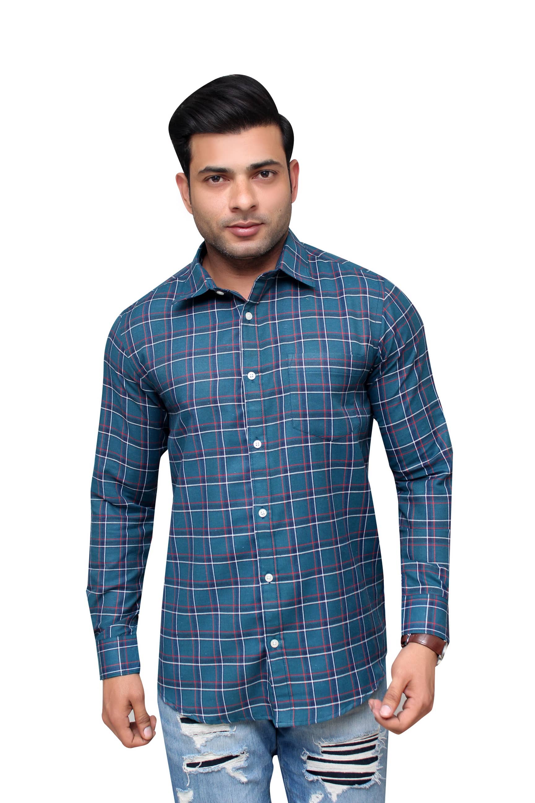Aish N Ridh Cotton Regular Fit Checks Men's Casual Shirt - Blue ( Pack of 1 )