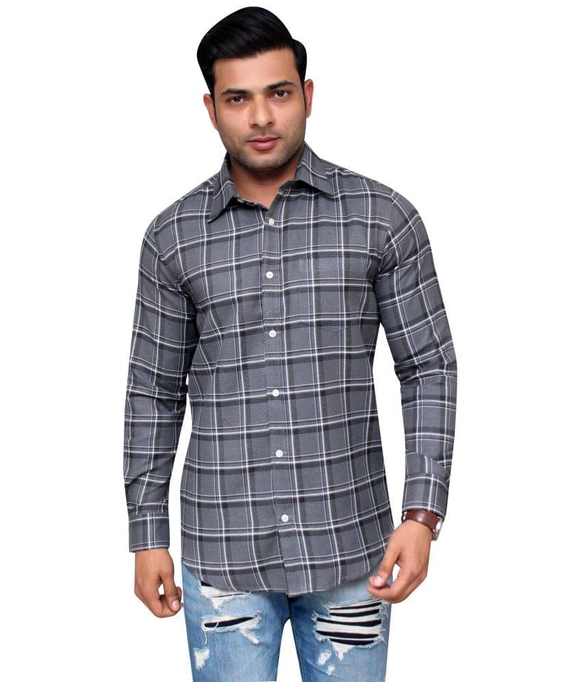 Aish N Ridh Cotton Regular Fit Checks Men's Casual Shirt - Grey ( Pack of 1 )     			Aish N Ridh Cotton Regular Fit Checks Men's Casual Shirt - Grey ( Pack of 1 )
