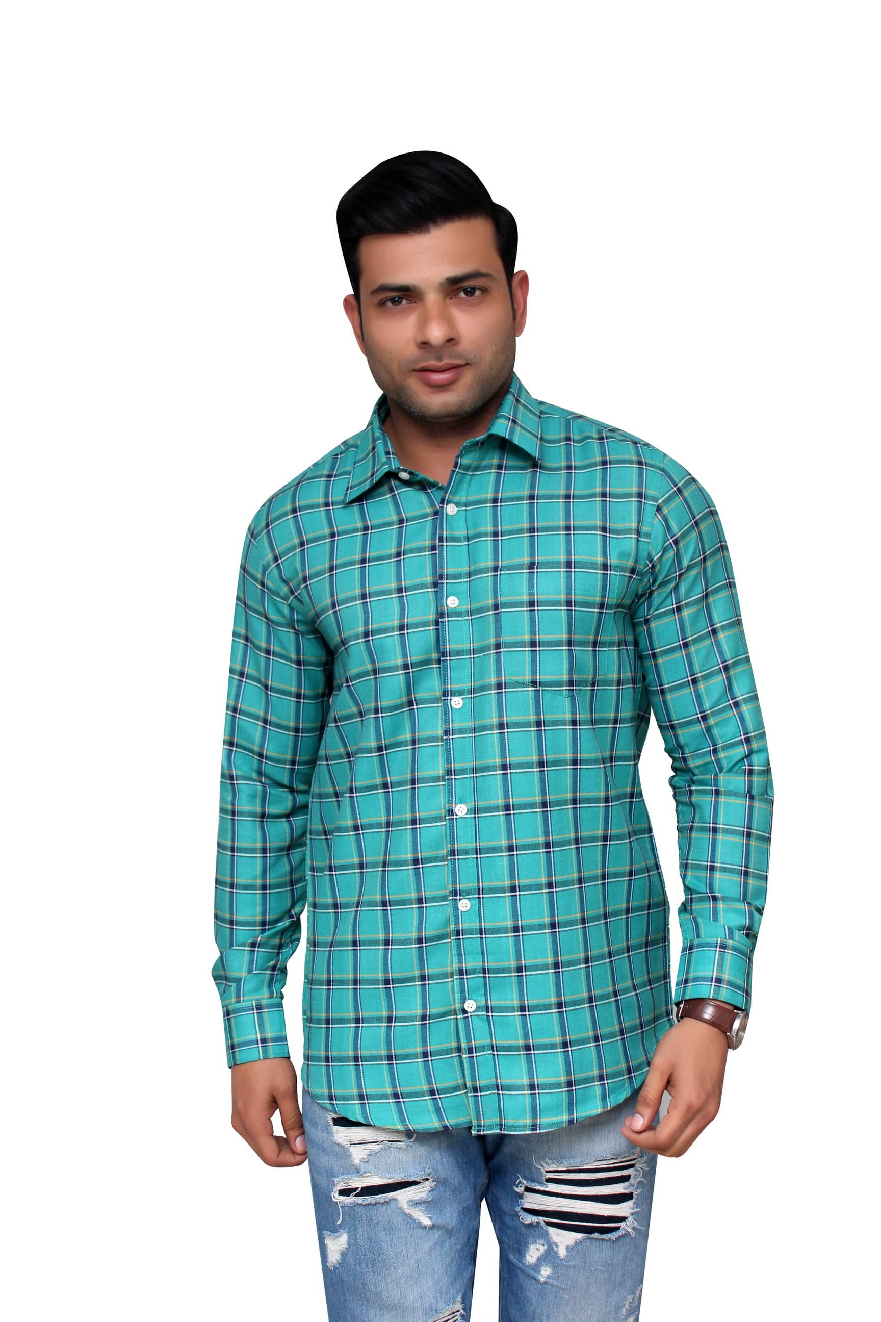 Aish N Ridh Cotton Regular Fit Checks Men's Casual Shirt - Green ( Pack of 1 )