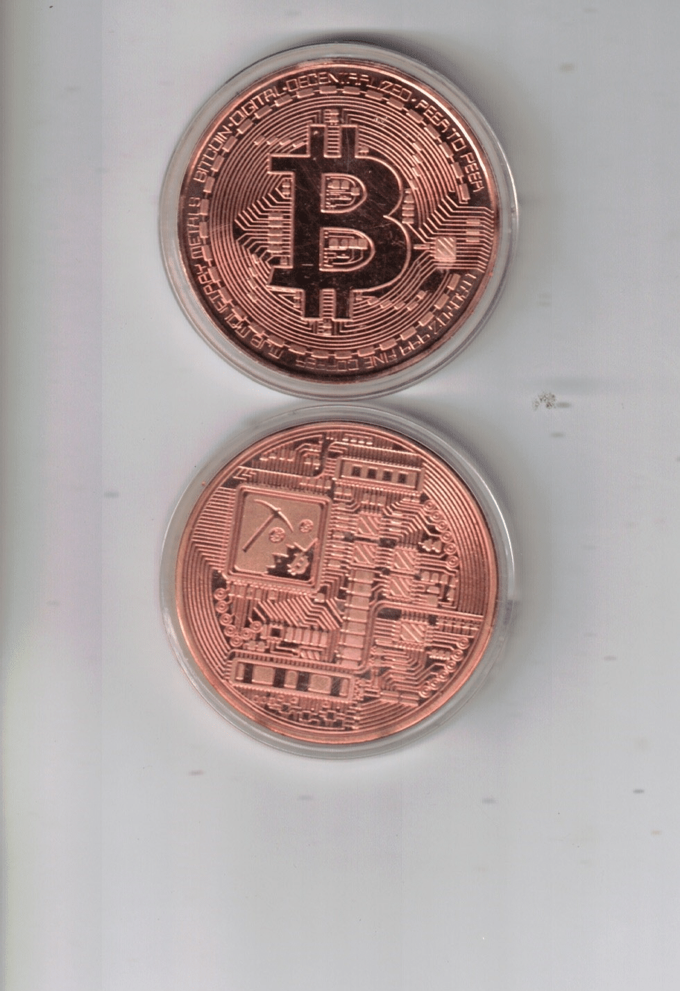     			Art Collection Gold Plated Bitcoin Metal Antique Bit Coin 40X3 MM 33 GM ( COPPER  ) SEE PHOTO