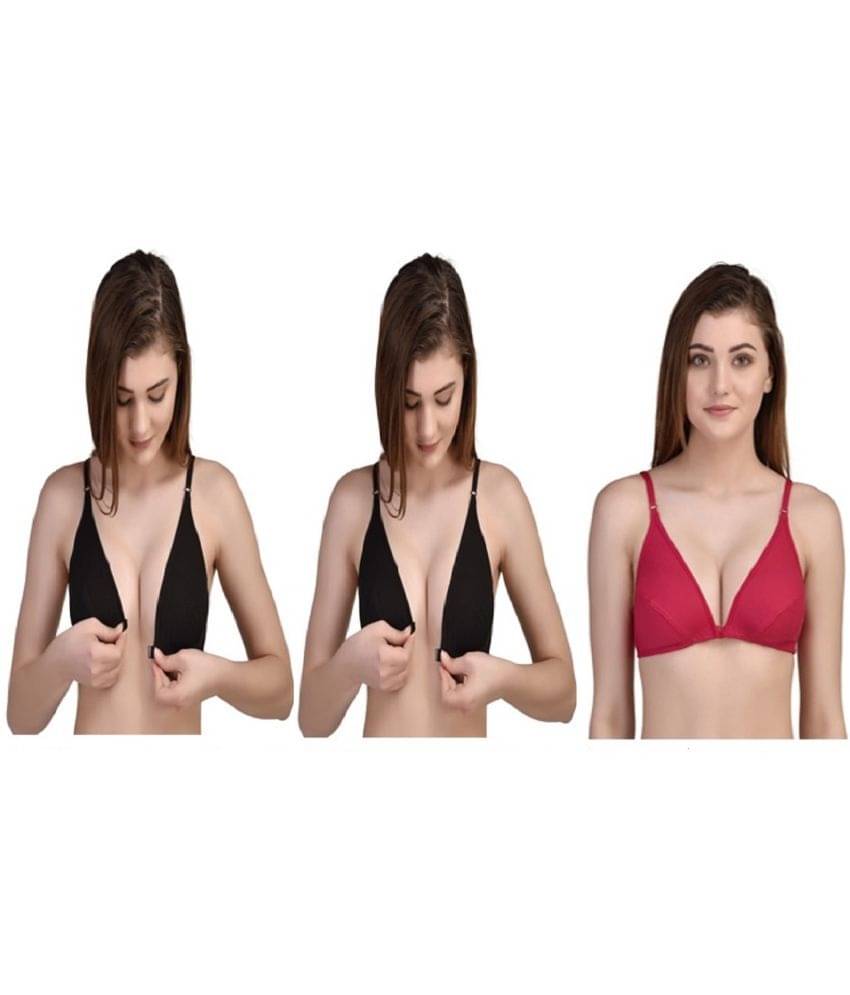 Desiprime Pack of 3 Poly Cotton Non Padded Women's Front Closure ( Multi Color ) Desiprime Pack of 3 Poly Cotton Non Padded Women's Front Closure ( Multi Color )
