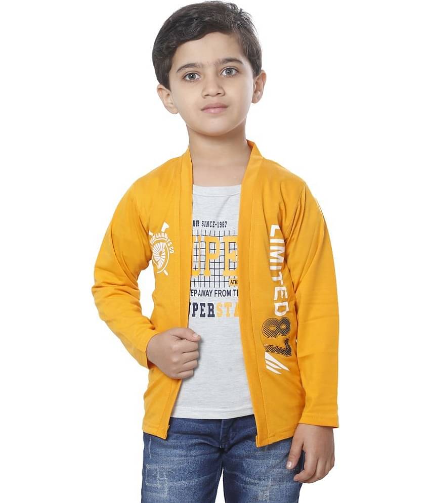 Fourfolds Pack of 1 Boys Cotton Blend T-Shirt ( Yellow )