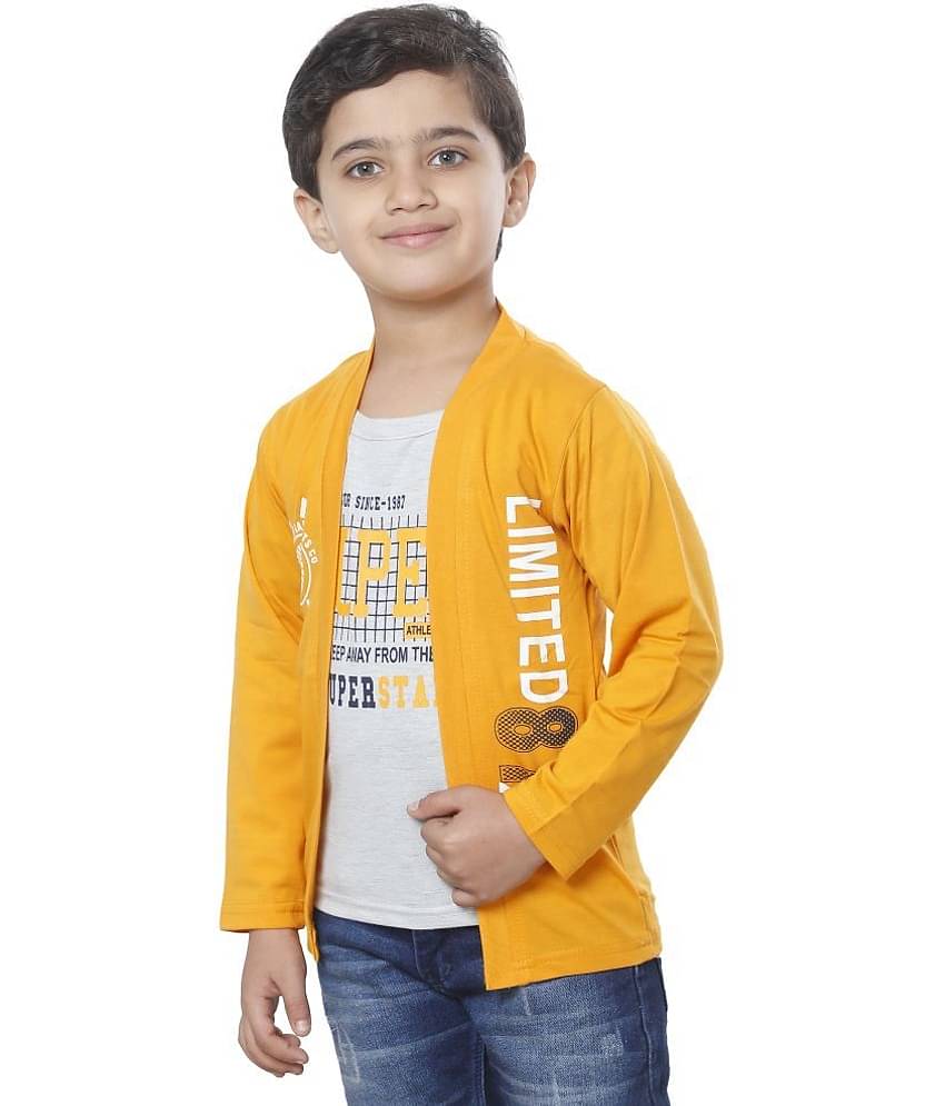 Fourfolds Pack of 1 Boys Cotton Blend T-Shirt ( Yellow )