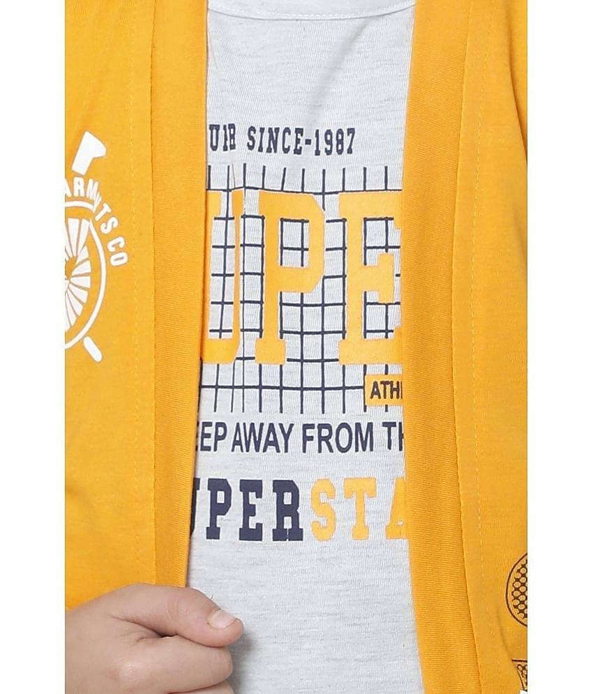 Fourfolds Pack of 1 Boys Cotton Blend T-Shirt ( Yellow )