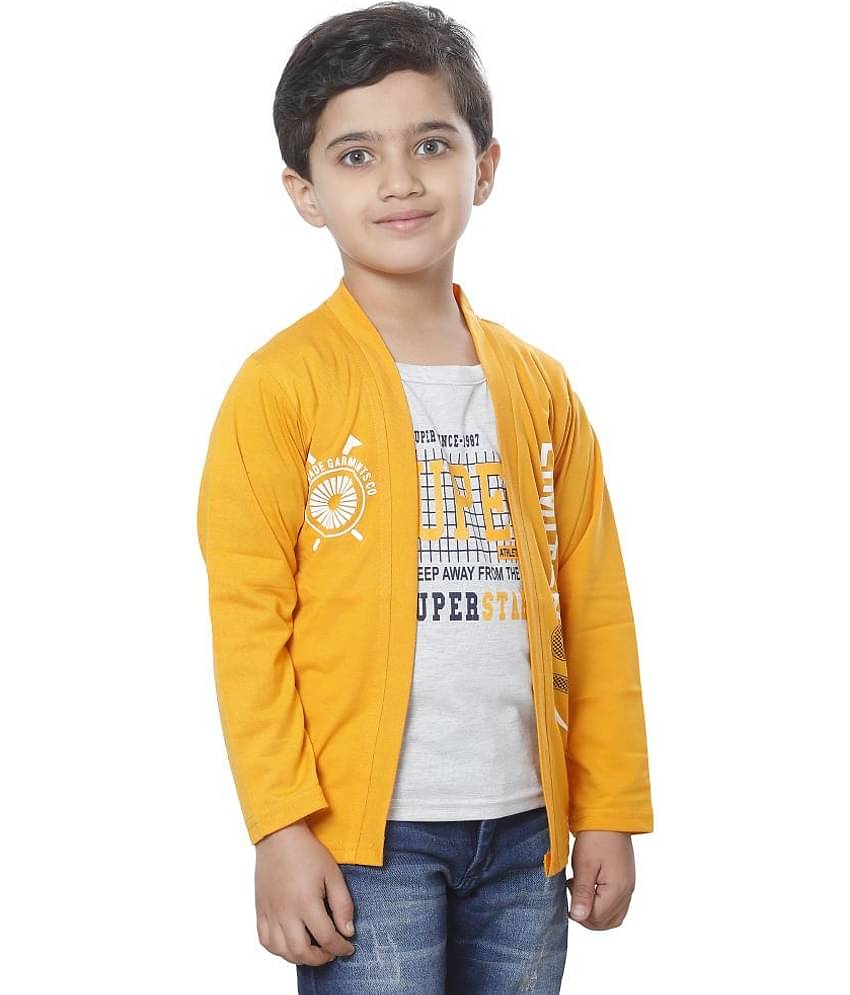 Fourfolds Pack of 1 Boys Cotton Blend T-Shirt ( Yellow )