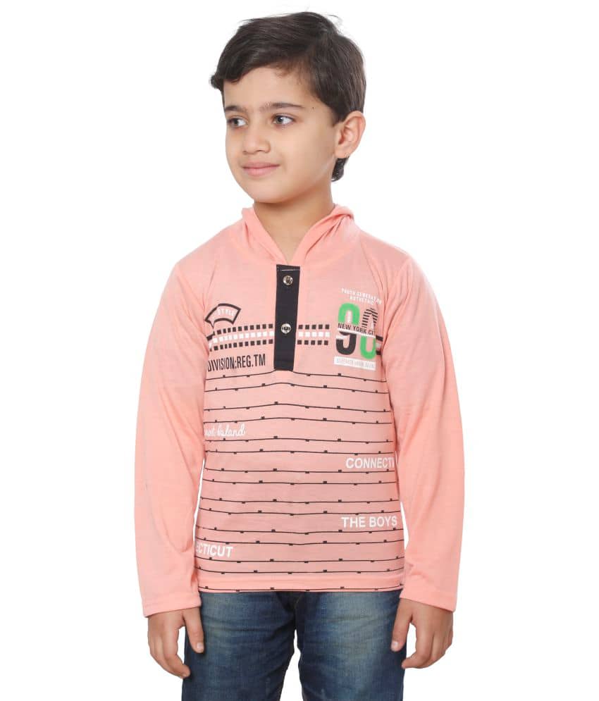 Fourfolds Pack of 1 Boys Cotton Blend T-Shirt ( Pink )