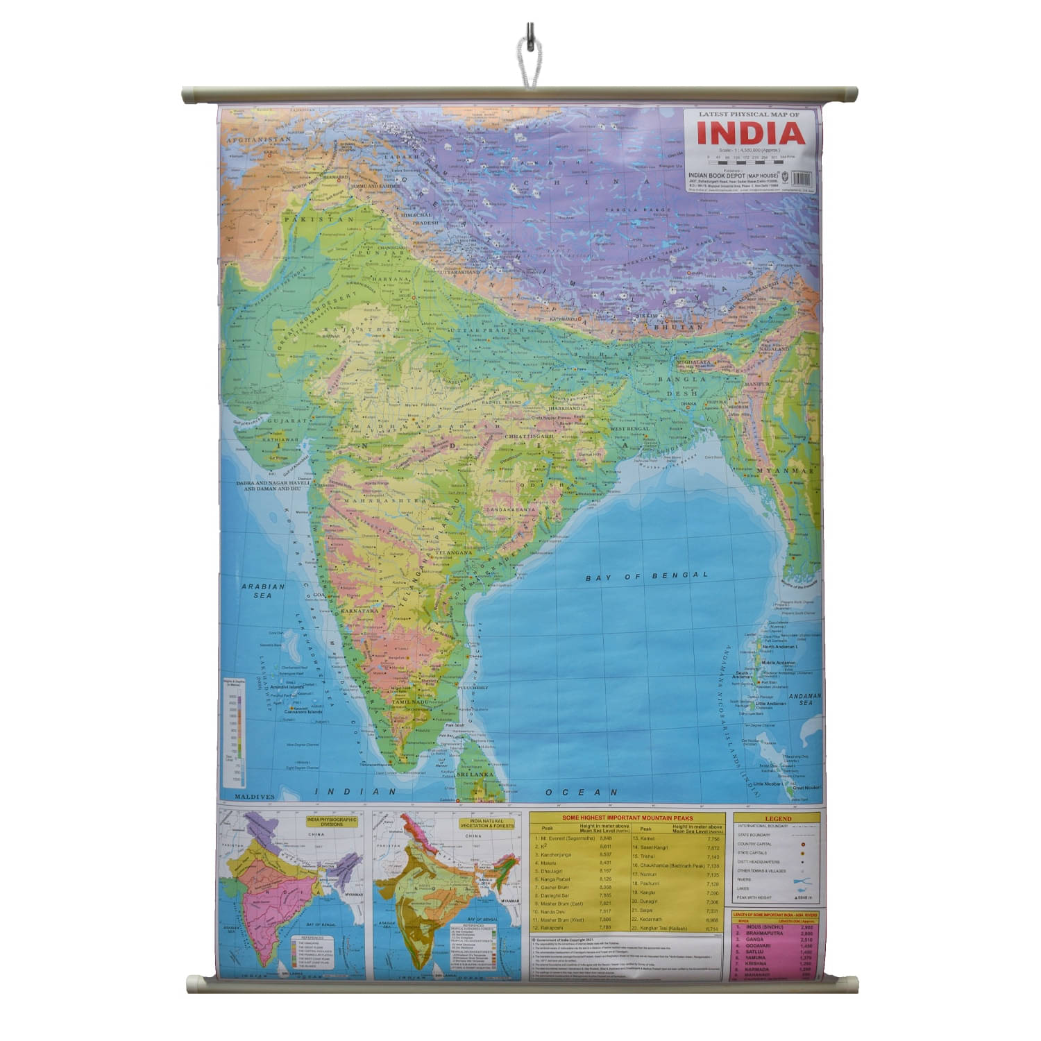     			India Physical Map Chart Laminated Wall Chart (Size 100X75 CM) Perfect for Classroom, Student, School, Student And Teacher