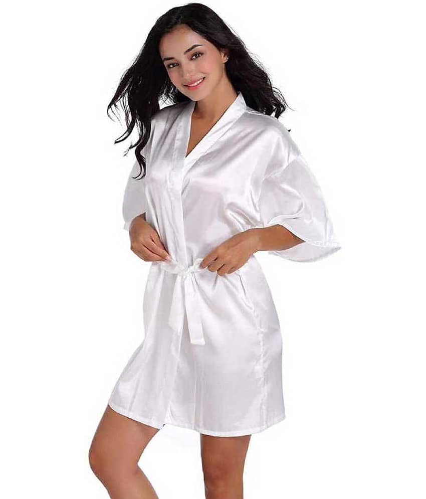 CELOSIA Satin Robes - White Single - Nightwear & Loungewear | Buy online on ZillyBuy