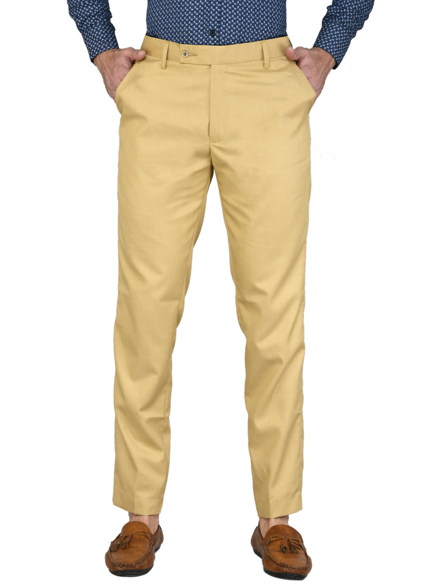     			SAM & JACK - Beige Cotton Blend Regular Fit Men's Chinos (Pack of 1)