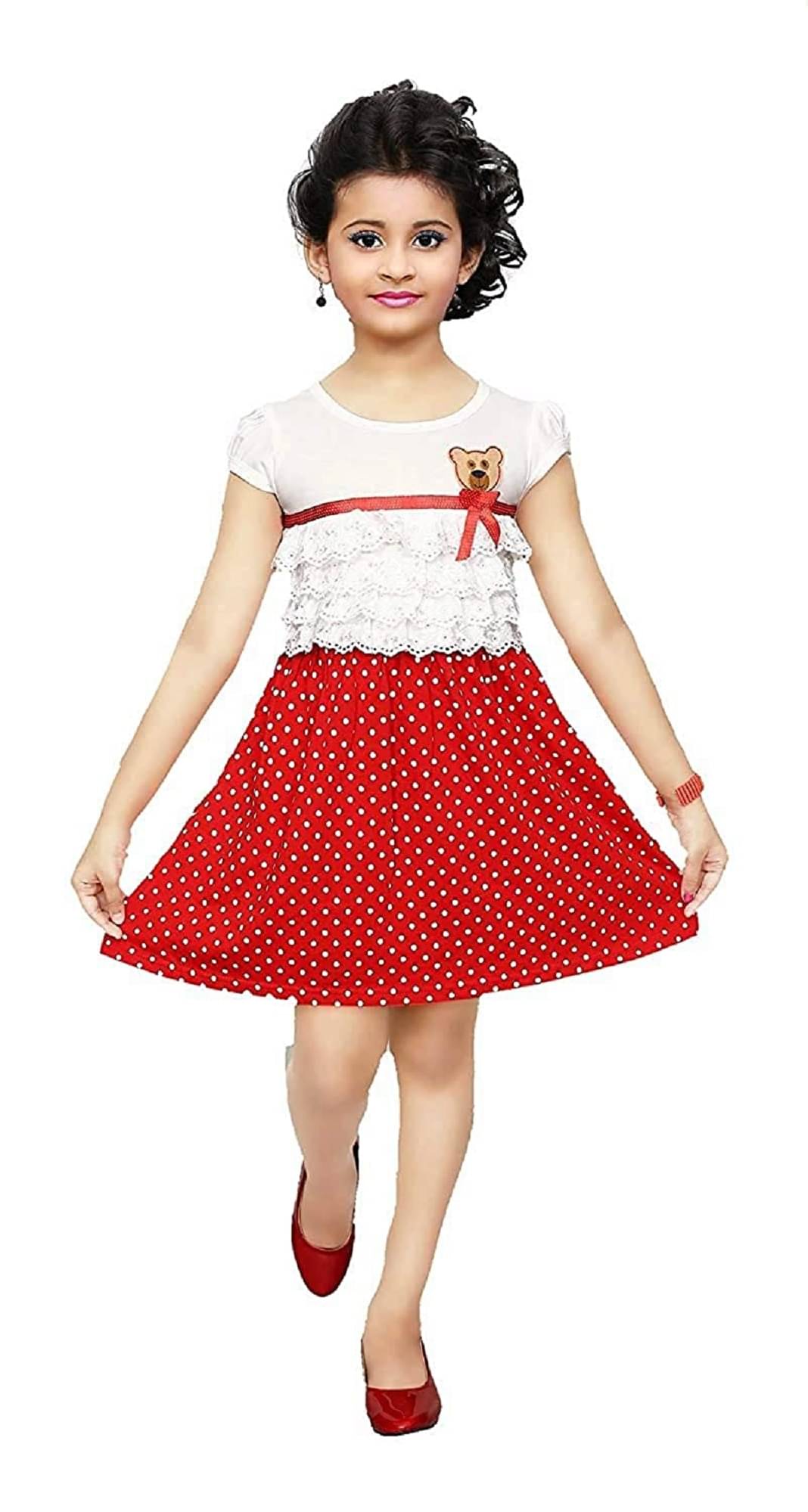     			LITTLE PANDA Baby Girls Hoisery Frocks ( Red )