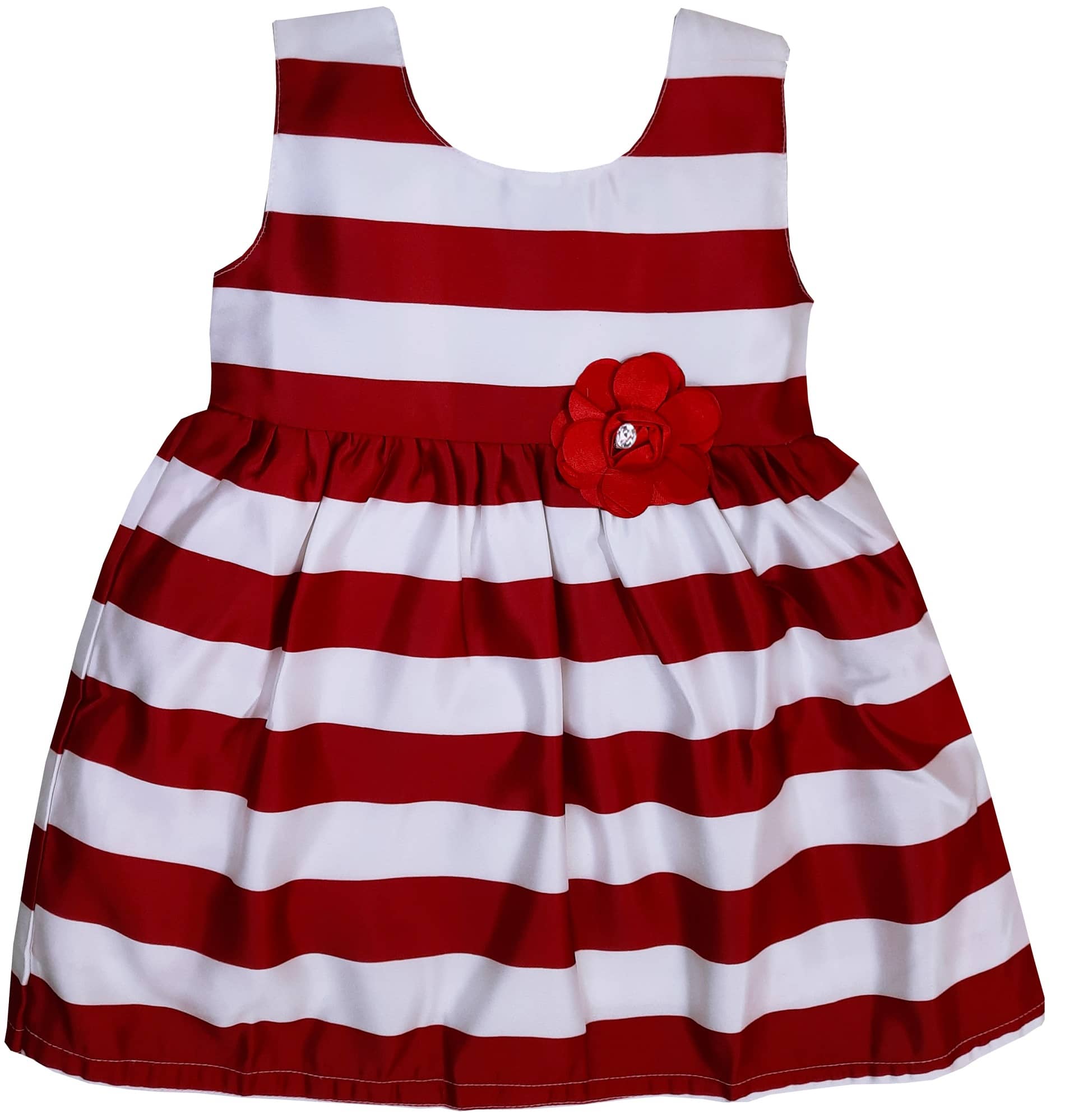 LITTLE PANDA Baby Girls Satin Frocks ( Red )