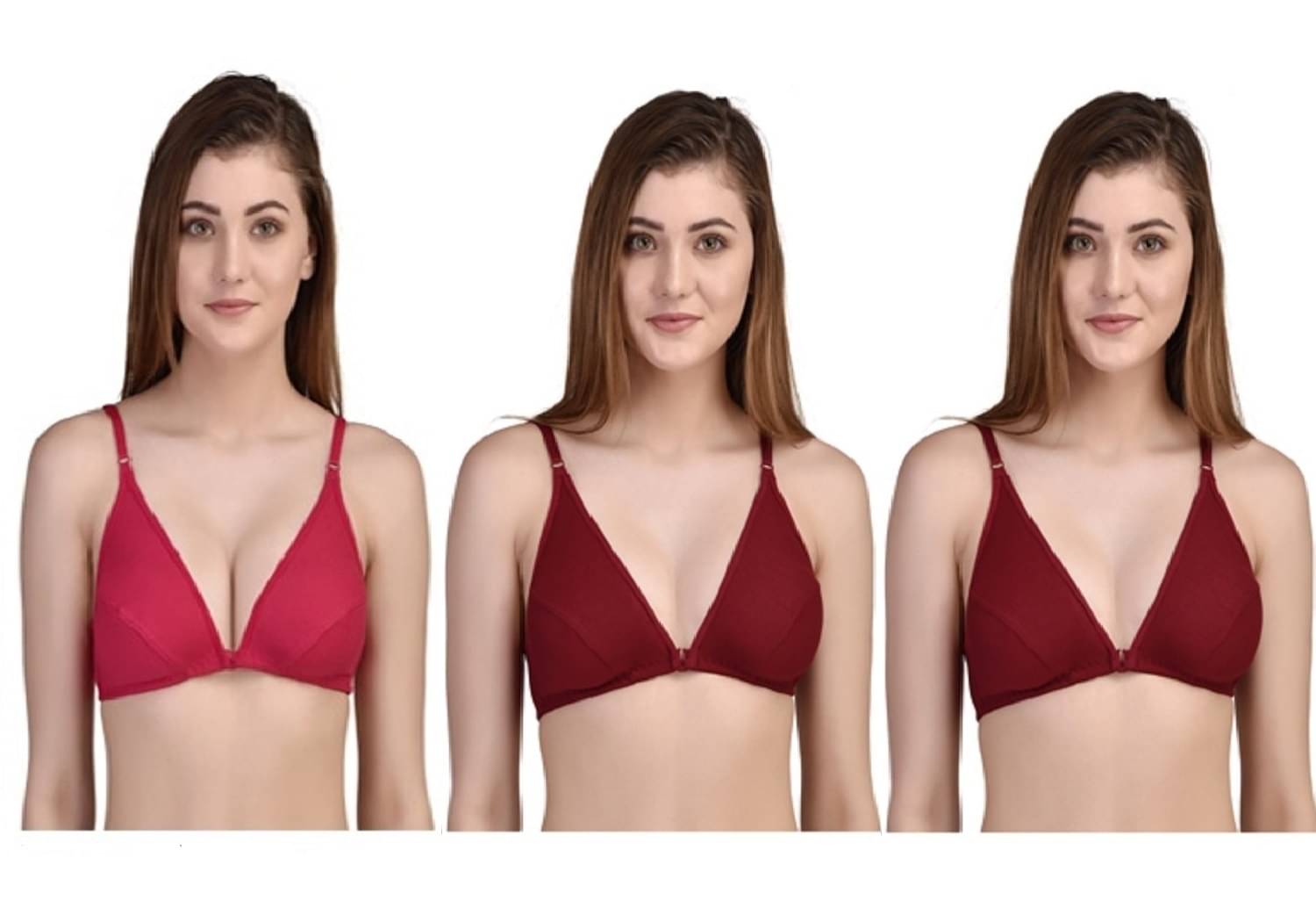 Desiprime Pack of 3 Poly Cotton Non Padded Women's Front Closure ( Multi Color ) Desiprime Pack of 3 Poly Cotton Non Padded Women's Front Closure ( Multi Color )
