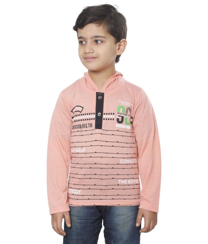     			Fourfolds Pack of 1 Boys Cotton Blend T-Shirt ( Pink )