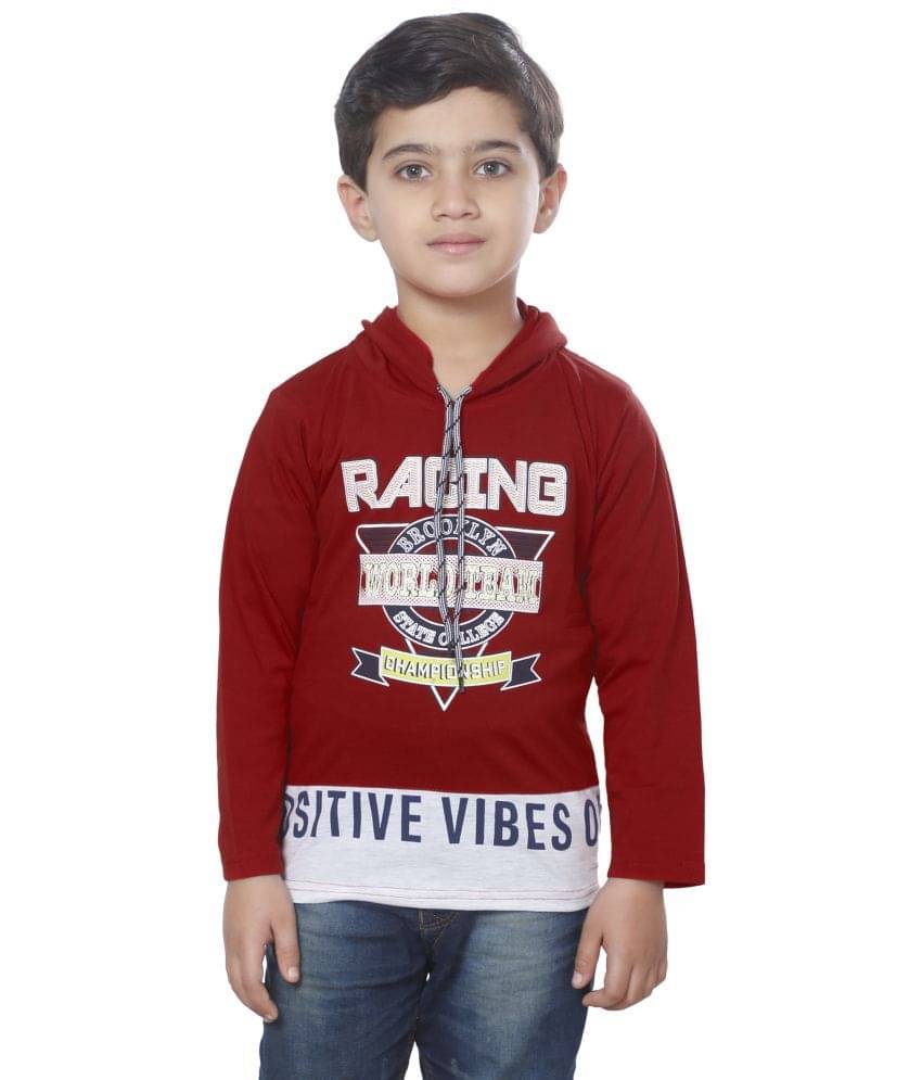     			Fourfolds Pack of 1 Boys Cotton Blend T-Shirt ( Maroon )