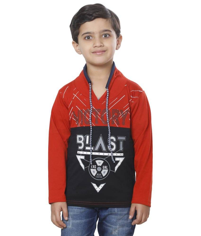     			Fourfolds Pack of 1 Boys Cotton Blend T-Shirt ( Red )