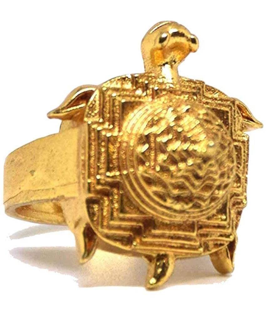 Gold Plated Good Luck Tortoises Shree Yantra Ring for Men and Women Gold Plated Good Luck Tortoises Shree Yantra Ring for Men and Women