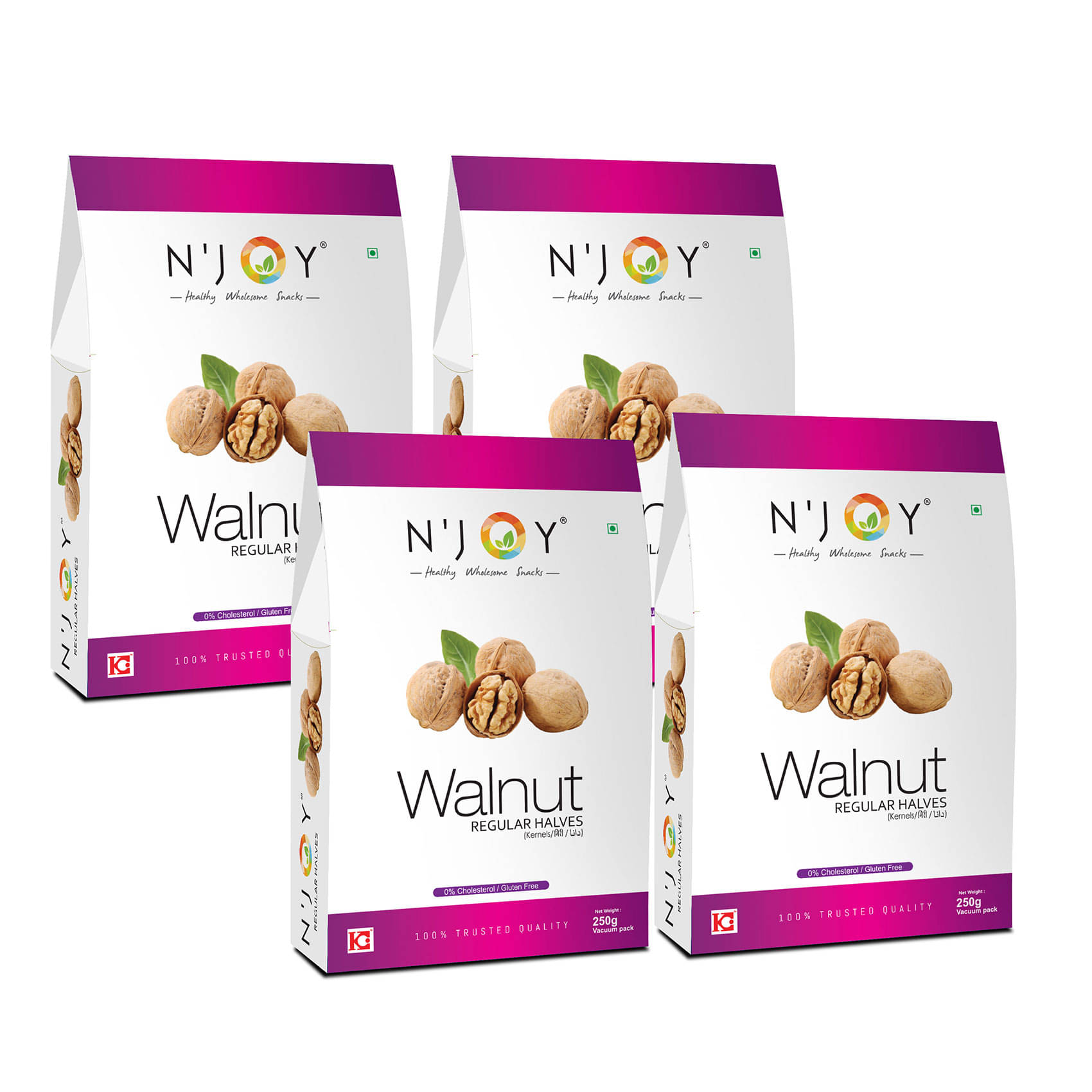    			Njoy Regular Halves Walnuts Kernels without shell walnuts 1 Kg (250g x 4)
