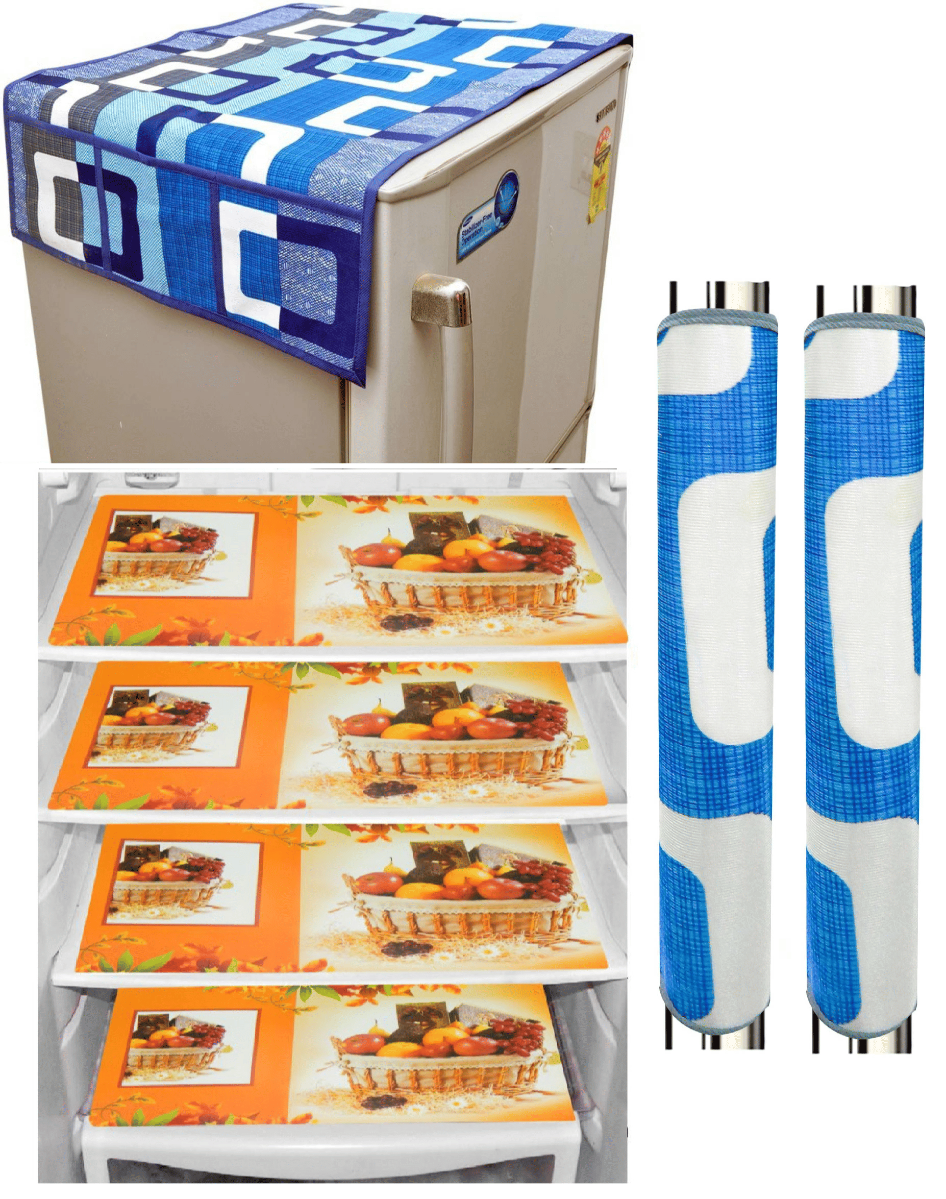     			Shaphio Set of 7 Polyester Multicolor Fridge Top Cover