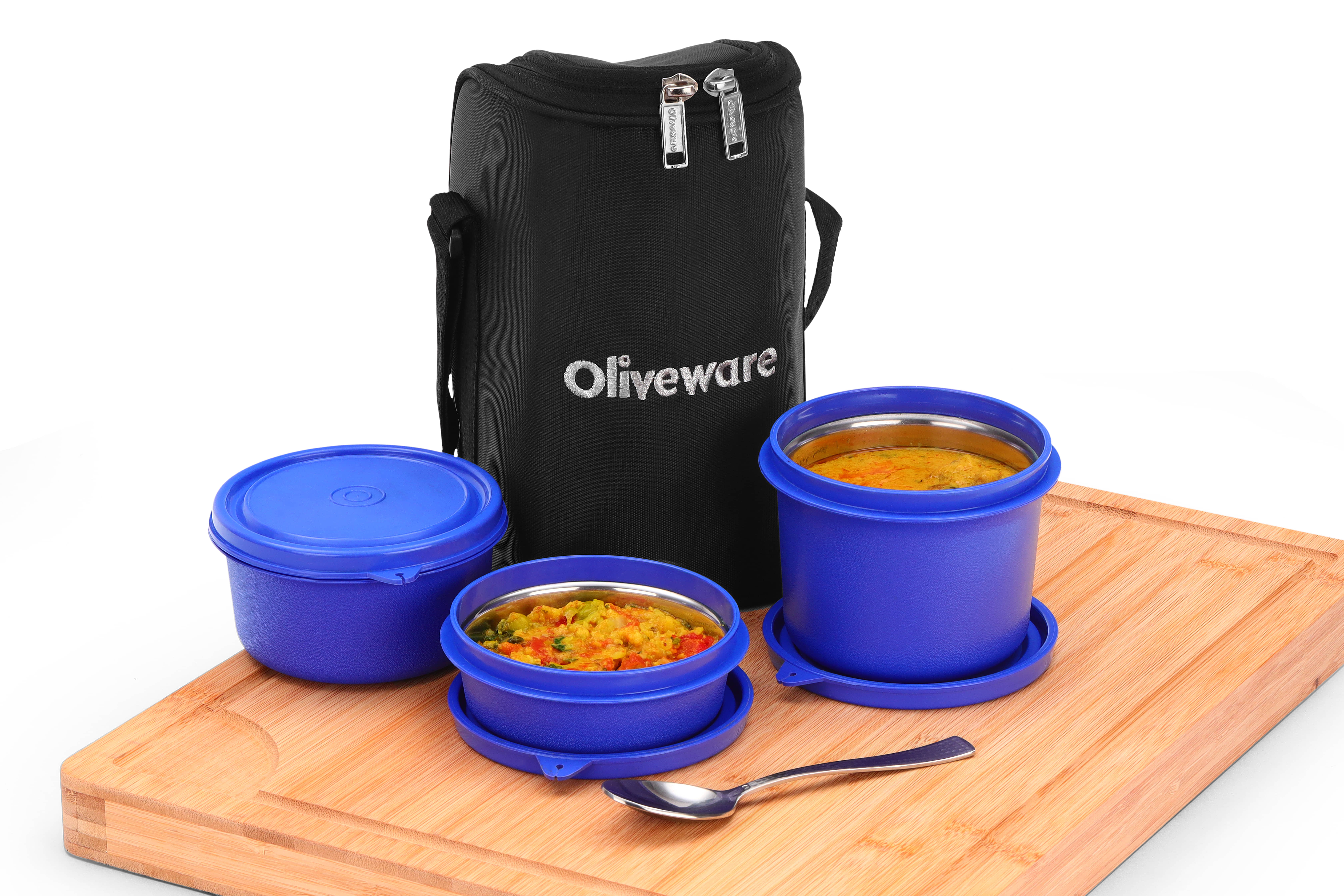 Oliveware Boss Pro Stainless Steel Lunch Box 3 Container (Pack of 1)