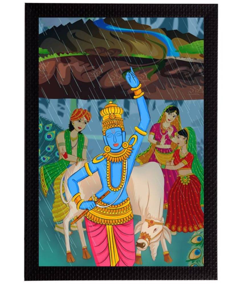     			eCraftIndia Lord Krishna Satin Matt Texture UV Art Painting