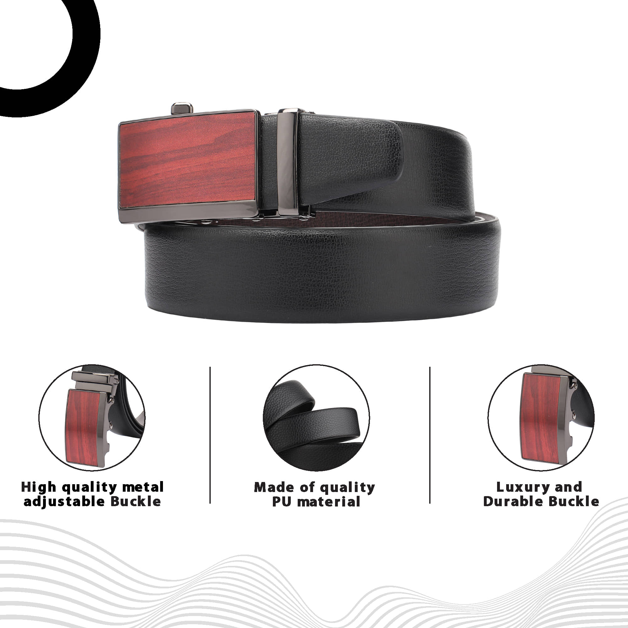 Loopa Black PU Formal Belt Pack of 1