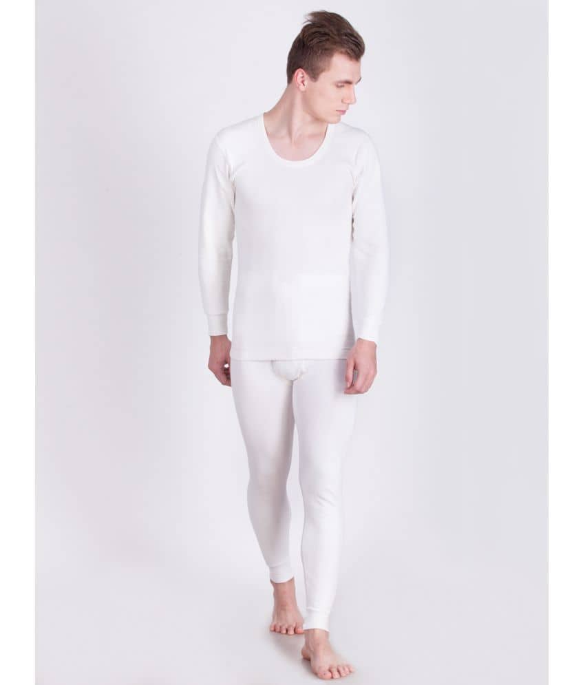 Dollar Ultra Pack of 1 Cotton Blend Thermal Sets For Men's ( Off-White )