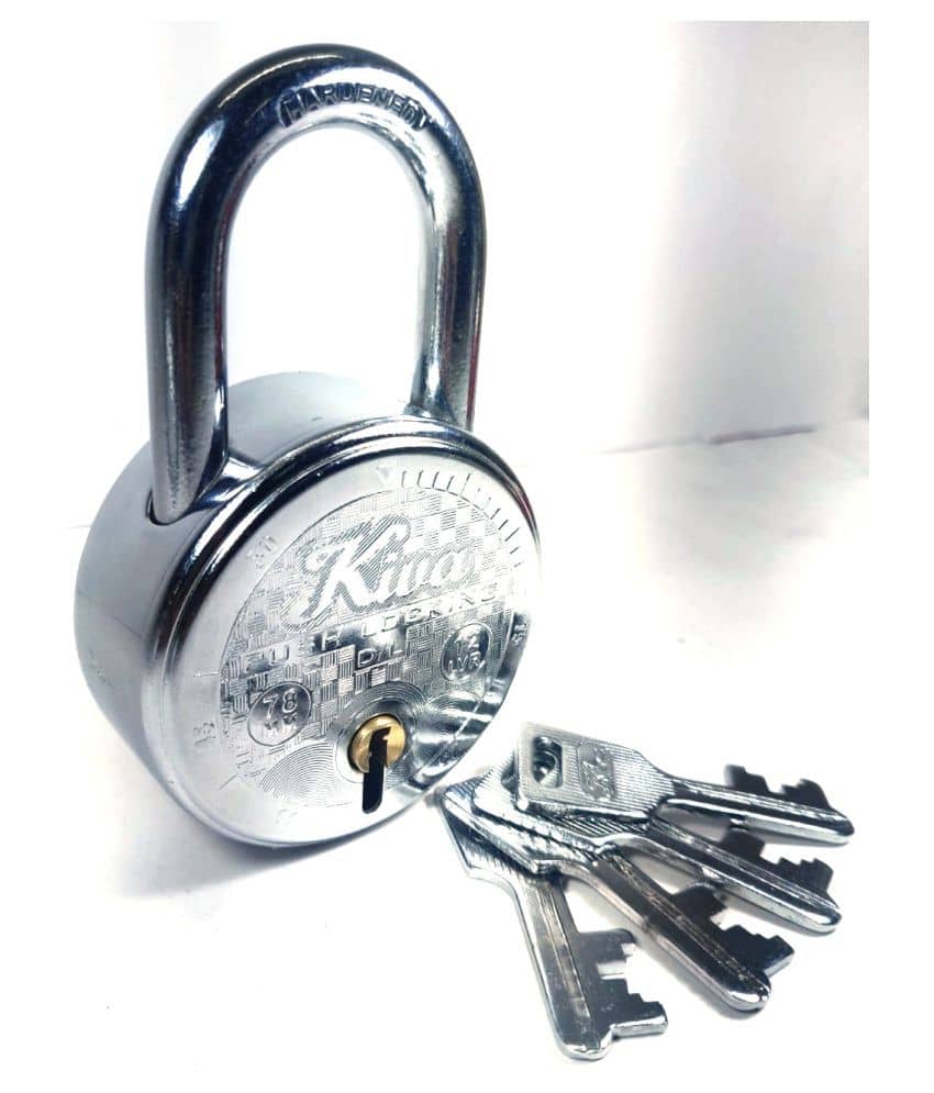 Home Decor Kiva Steel Push Double Locking 12 Lever Lock with 4 Keys (78 mm, Silver)…