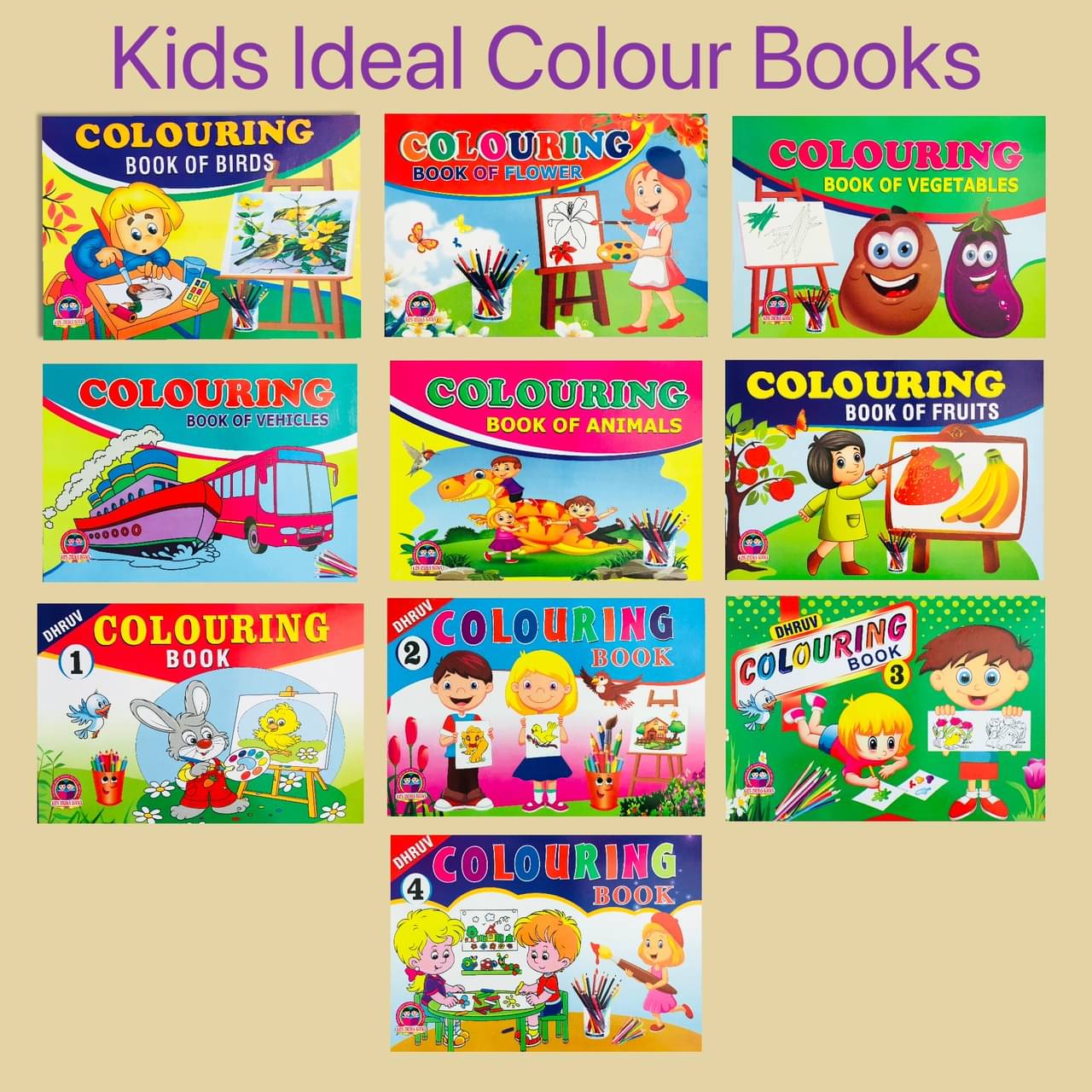     			My First Kids Ideal Colour Books Collections (Set Of 10) -Fruits, Vehicles, Animals, Birds, Vegetables, Flowers, Colours Volume-1,2,3 & 4.