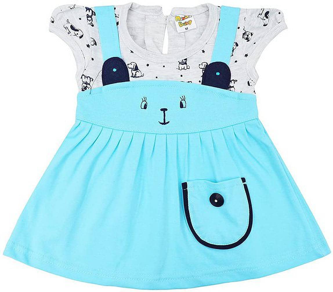 NammaBaby Baby Girls Cotton Blend Dresses ( Blue )