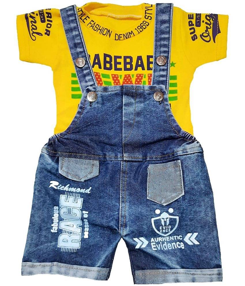     			LITTLE PANDA Unisex for Baby Hoisery Dungaree Sets ( Yellow )