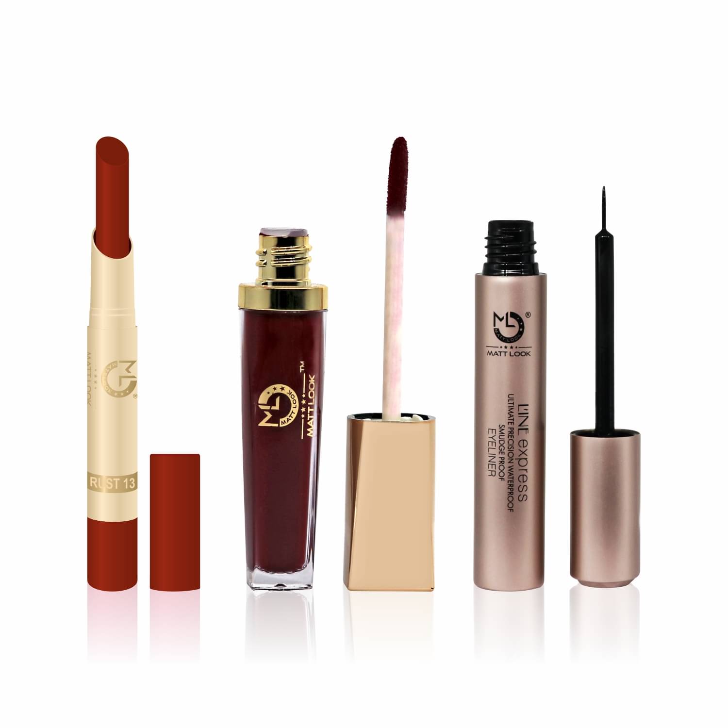     			Mattlook Lipstick|Eyeline|Sindoor for all Occasions, Party, Festival, Karva Chauth, Makeup Combo-08, Pack of 3
