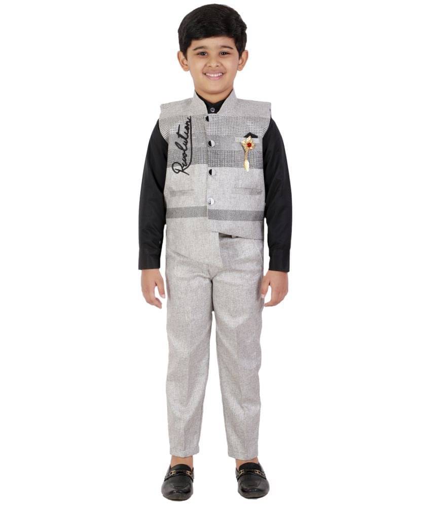     			Fourfolds Pack of 1 Boys Cotton Blend Set ( Black )