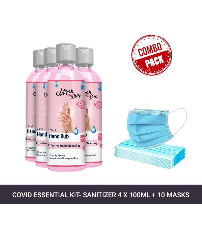 Mirah Belle - Hand Rub Sanitizer Gel 100 mL (Pack of 4) & 10 Masks Mirah Belle - Hand Rub Sanitizer Gel 100 mL (Pack of 4) & 10 Masks
