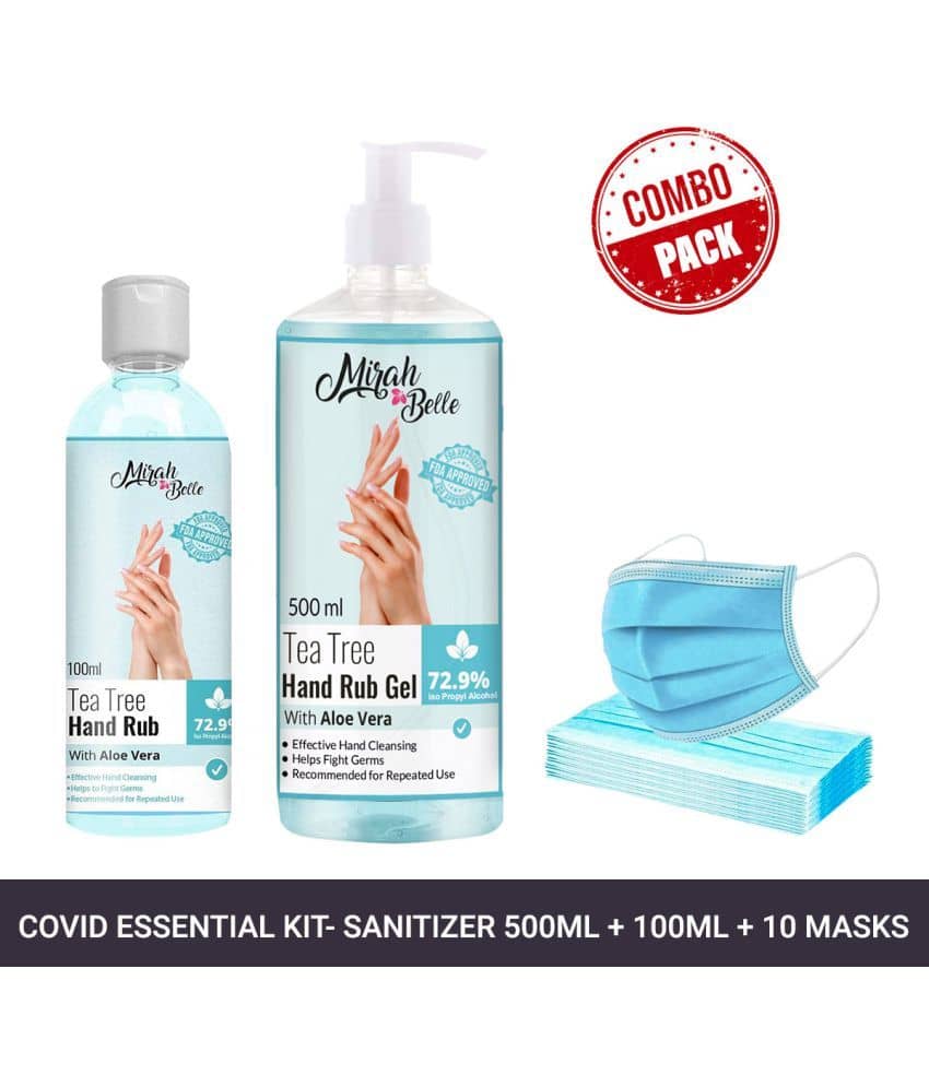 Mirah Belle - Tea Tree Hand Sanitizer Gel 500 mL+100ml Gel Sanitizer & 10 Masks