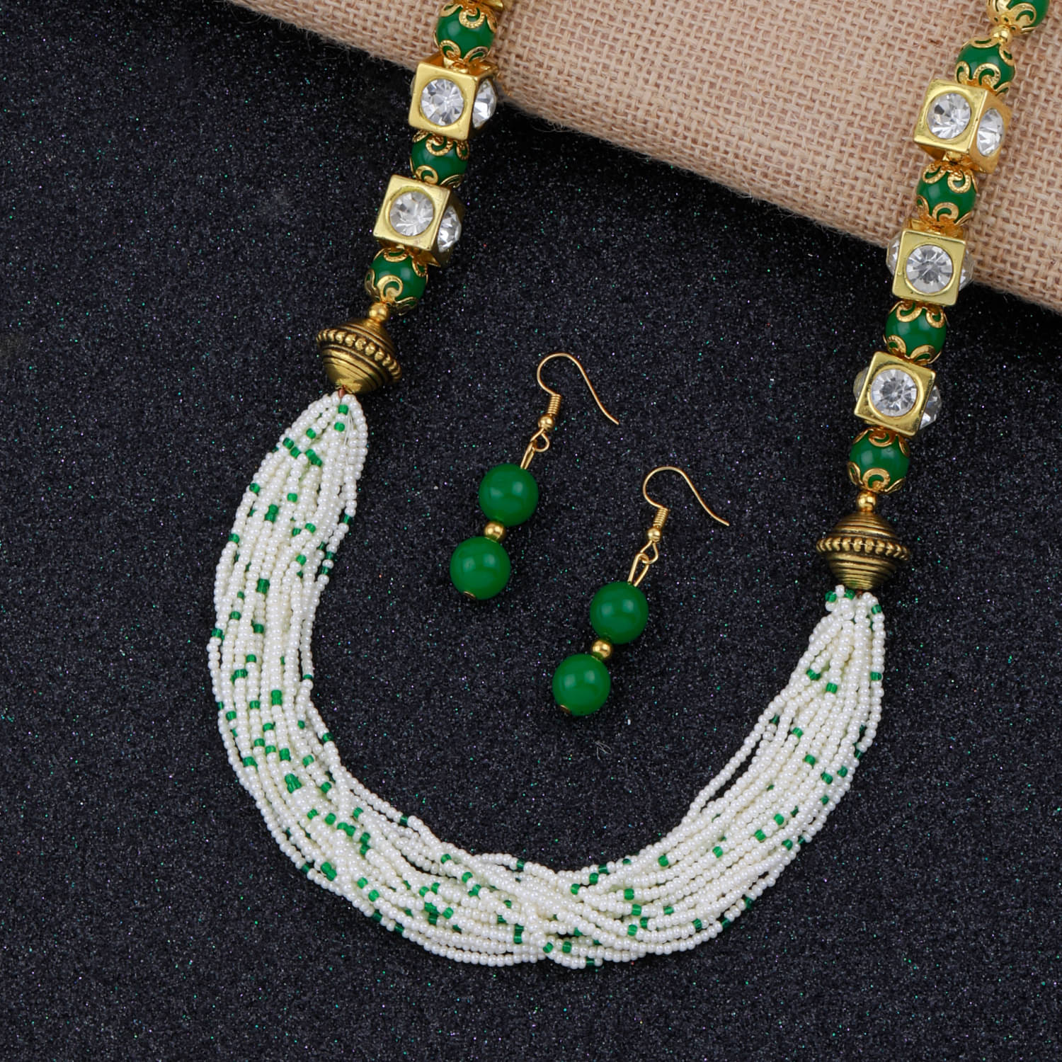     			Paola Alloy Multi Color Traditional Necklaces Set Long Haram