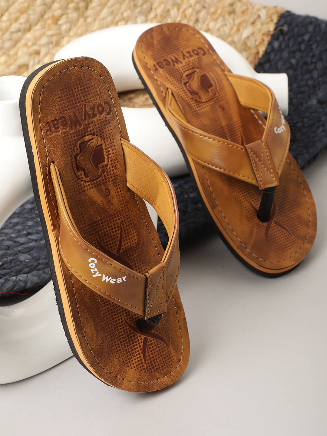     			Cozy Wear Tan Slippers