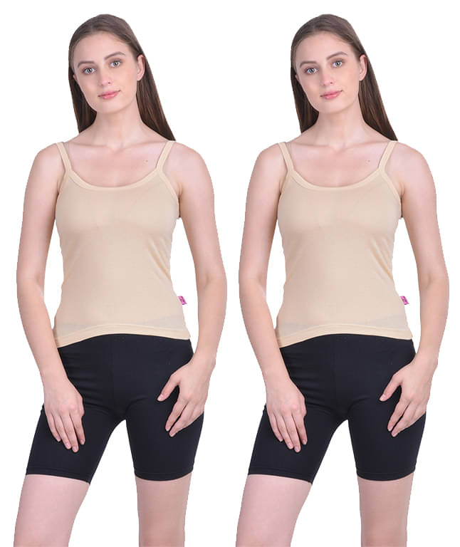     			Dollar Missy Cotton Camisoles - Beige Pack of 2