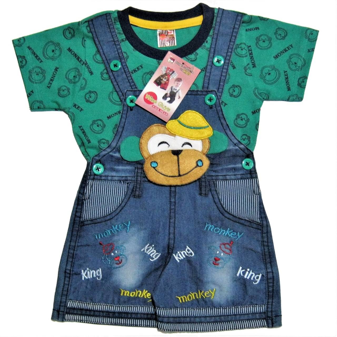     			Wise Guys Unisex for Baby Denim Dungaree Sets ( Green & Blue )