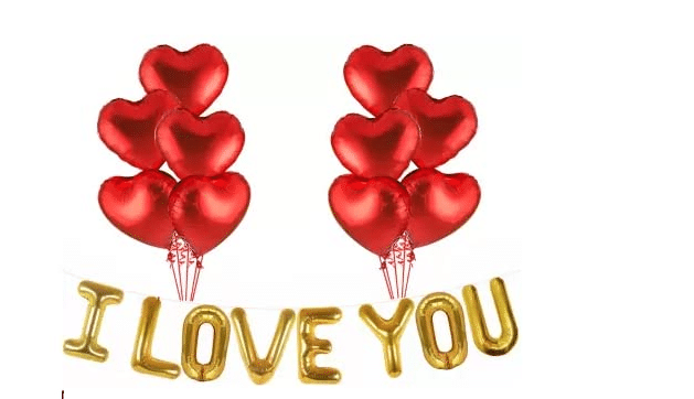     			Blooms Mall 1 pcs I LOVE YOU (Golden ) 8 pcs Red heart foil