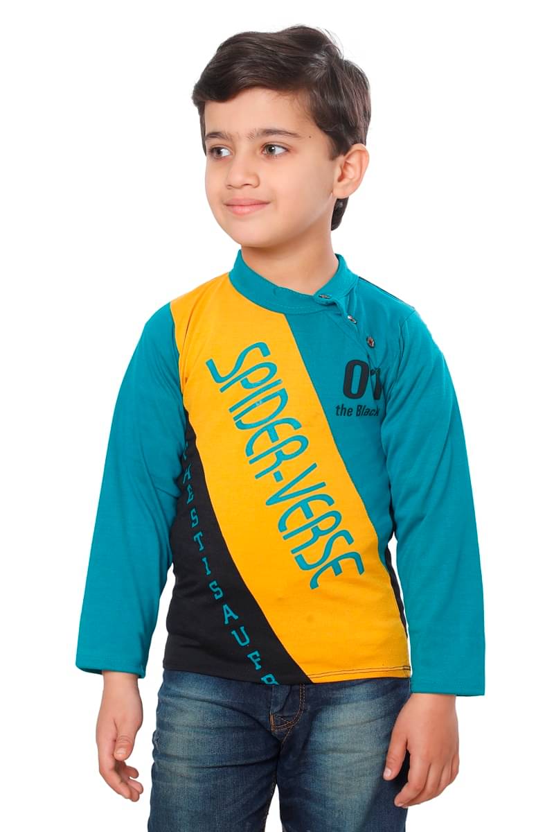     			Fourfolds Pack of 1 Boys Cotton Blend Polo T-Shirt ( Blue )