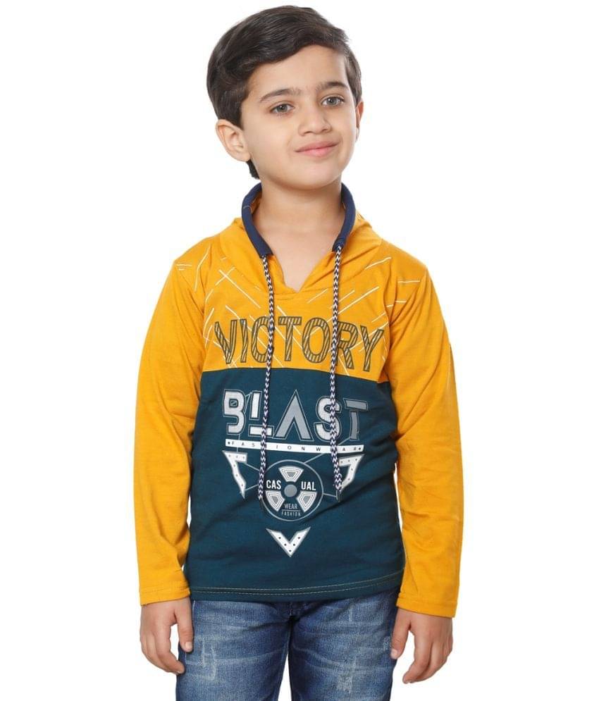     			Fourfolds Pack of 1 Boys Cotton Blend T-Shirt ( Yellow )